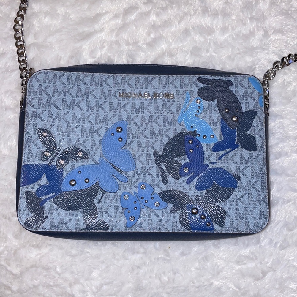 Michael Kors blue butterfly handbag